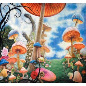 Alice in Wonderland Mushroom Forest Painted Backdrop BD-0063