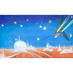 Alien Invasion City On Planet Surface Painted Backdrop BD-0235