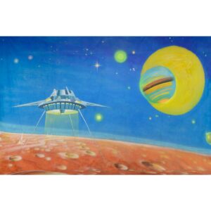 Alien Invasion Space Ship Landing On Planet Painted Backdrop BD-0236