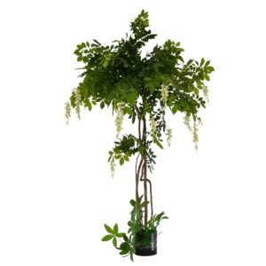 Artificial Potted White Flowering Wisteria