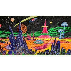 Cartoon Alien Planet Painted Backdrop BD-0238