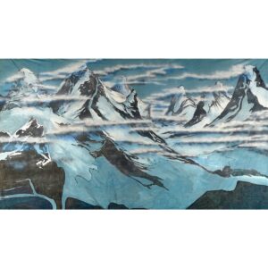 Alps with Snow and Clouds Painted Backdrop BD-0263