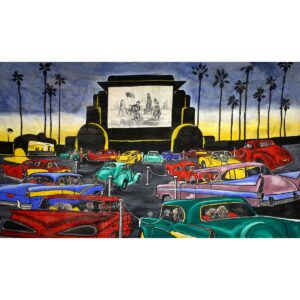 1950s Drive-in Theatre Painted Backdrop BD-0644