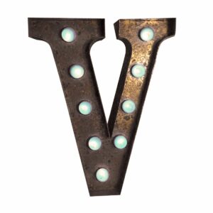 "V" Marquee Letter, rust-0