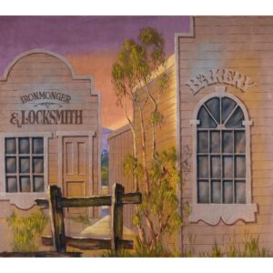 Early Australian Street Scene Bakery and Locksmith Painted Backdrop BD-0115
